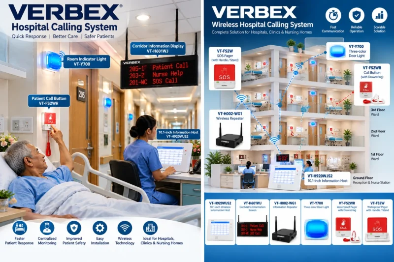 VERBEX nurse call system Bangladesh, hospital calling system Bangladesh, wireless nurse call system price Bangladesh, patient calling system Bangladesh, hospital pager system, nurse call button Bangladesh, wireless hospital calling system, hospital SOS call system, VT-H920WJS2, VT-H601WJ, VT-H002-WG1, VT-Y700, VT-FS2WR, VT-FS2W, Trimatrik Multimedia, hospital communication system Bangladesh